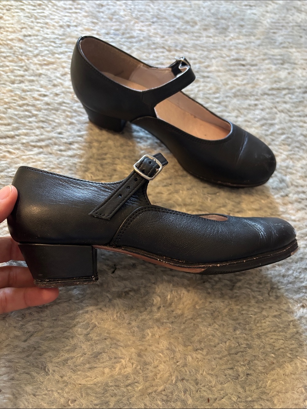 Classic Black Mary Jane Folklorico Dance Shoes for Kids - Adjustable Strap